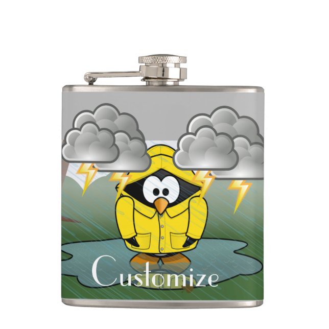 Shivering Rainy Day Pinguin Thunder_Cove Flachmann (Vorderseite)