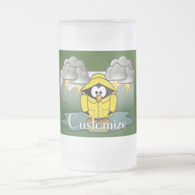 Shivering Rainy Day Pinguin Thunder_Cove Mattglas Bierglas (Mittel)