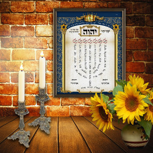 Shiviti Hebrew Prayer - Psalm 67 Canvas Art Print Poster