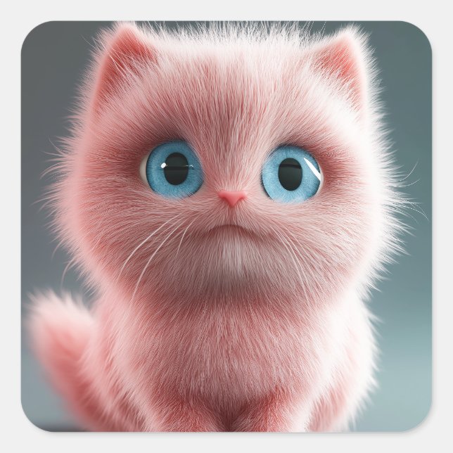 Shmu - Das rosa Kätzchen Quadratischer Aufkleber (Vorderseite)