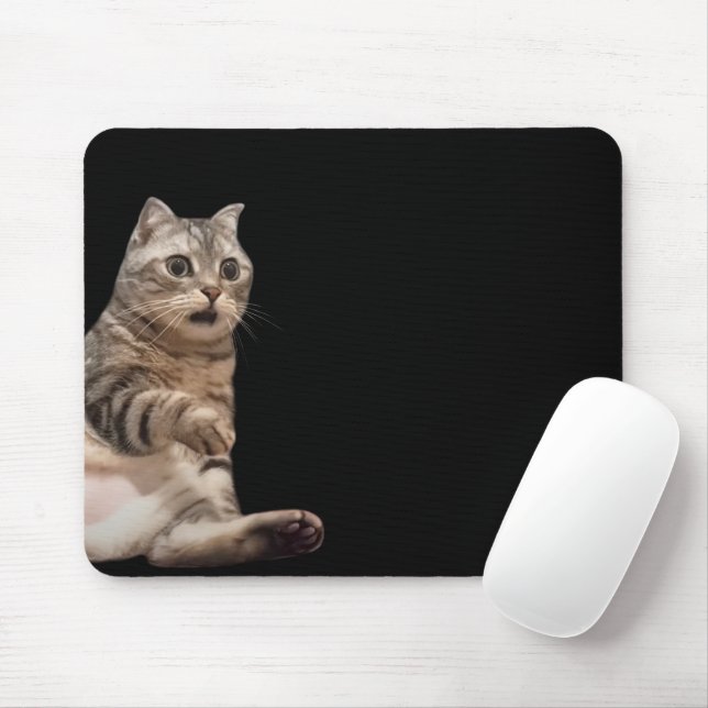 Shock Cat Meme Mouse Pad Mousepad (Mit Mouse)