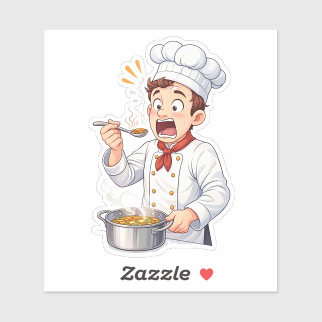 Shocked Chef Tasting Hot Custom-Cut Vinyl Sticker (Blatt)