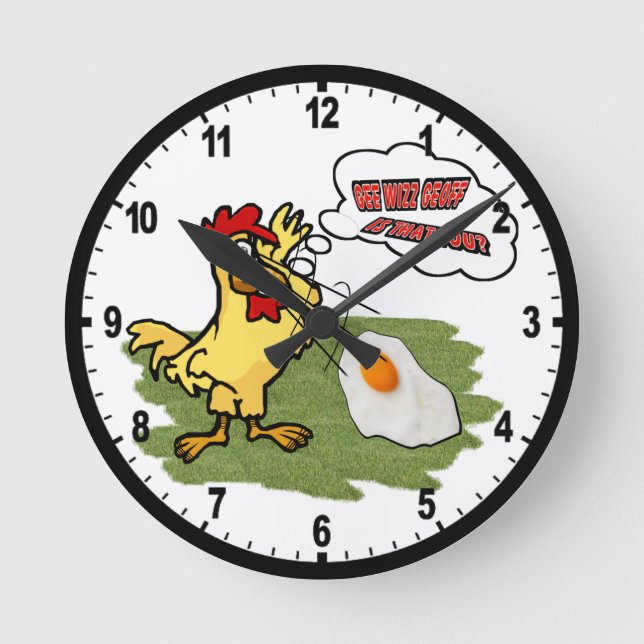 Shocked Chicken Runde Wanduhr (Vorderseite)
