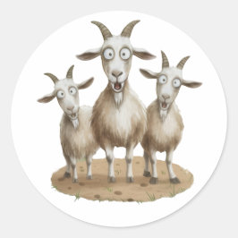 Shocked Goats Trio Runder Aufkleber