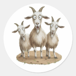 Shocked Goats Trio Runder Aufkleber
