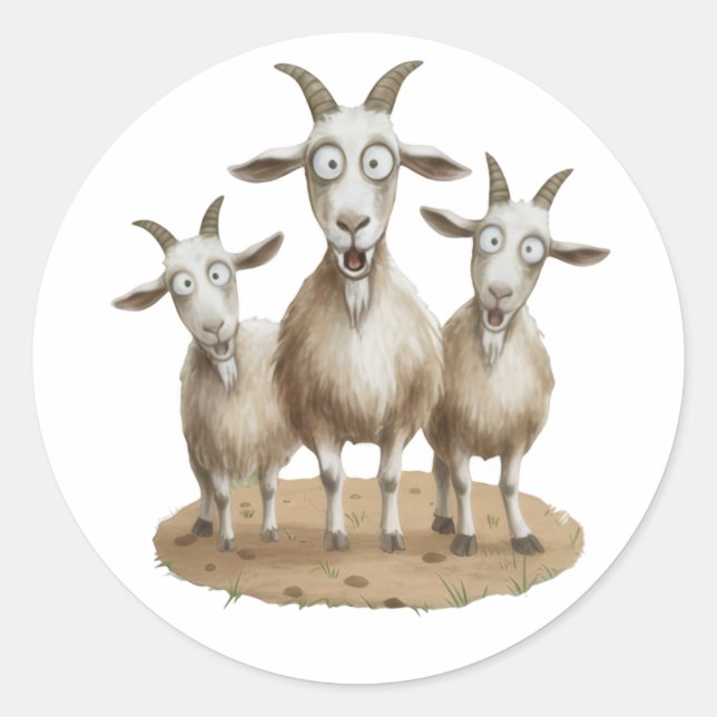 Shocked Goats Trio Runder Aufkleber (Vorderseite)