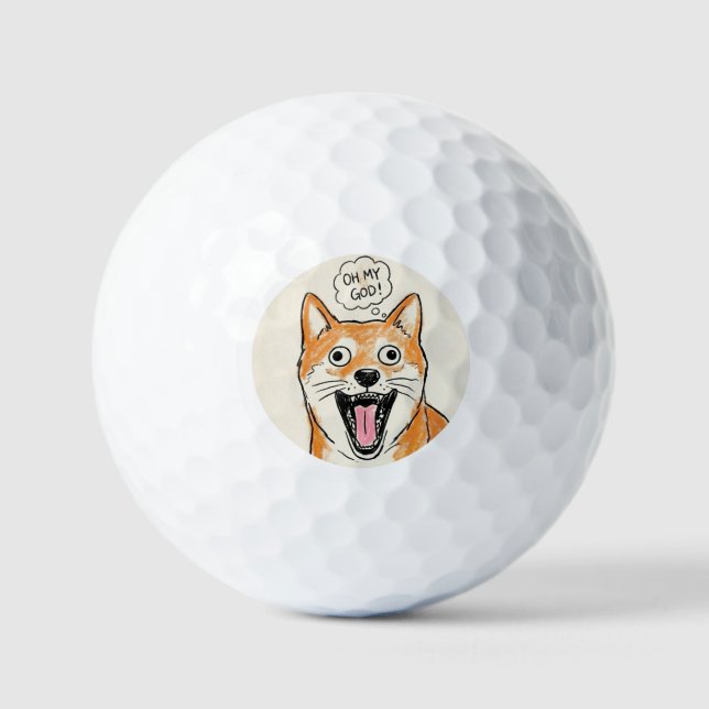 Shocked Shiba Inu "OH MY GOD" Golfball (Vorderseite)