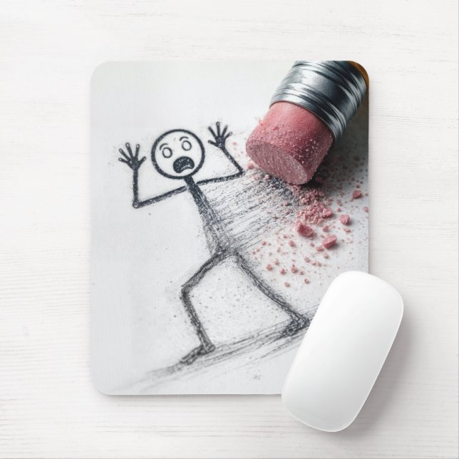 Shocked Stick Figure Man with Eraser Mousepad (Mit Mouse)