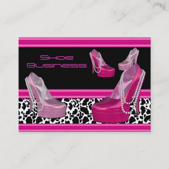 Shoe Business Card Schwarzweiß Pink Visitenkarte (Vorderseite)