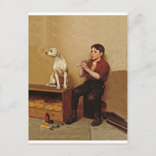 Shoe Shine Boy mit Flute und Hund 1907 Postkarte
