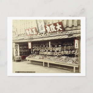 Shoe Shop in Kyoto, c.1890 (handfarbenes Foto) Postkarte