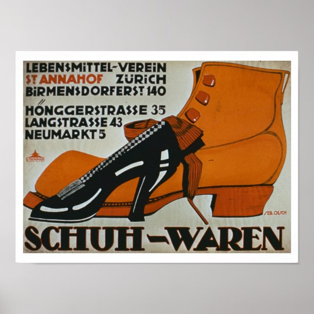 'Shoe Shops', Zürich (color litho) Poster (Vorne)