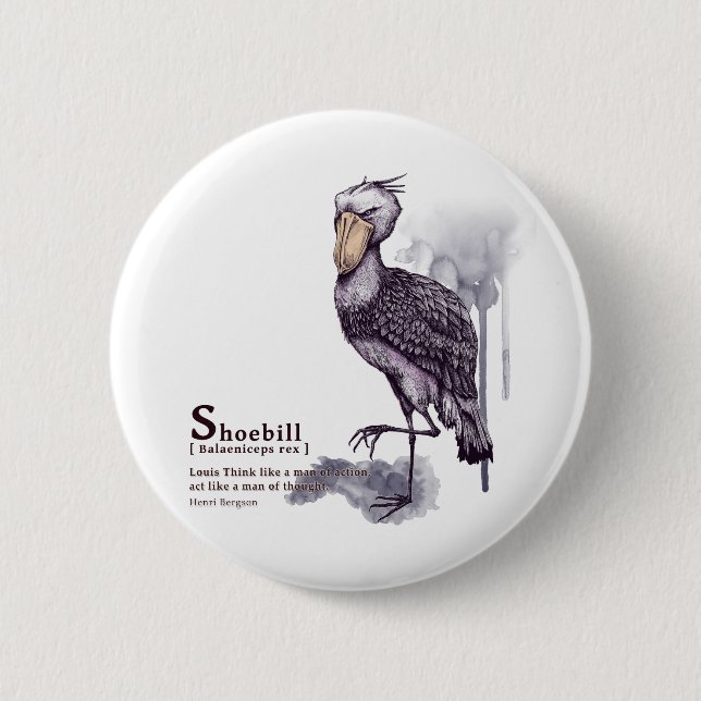 shoebill - plum button (Vorderseite)