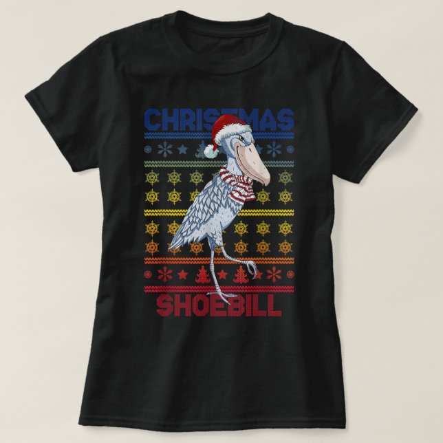 Shoebill Santa Hat Ugly Sweater Christmas Bird Lov T-Shirt (Design vorne)