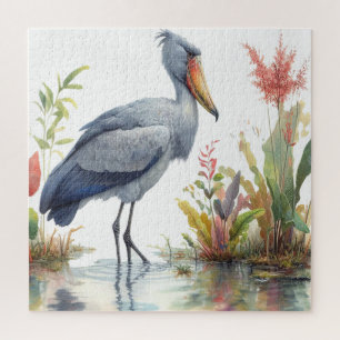 Shoebill Stork Wasserfarbe Malerei Puzzle