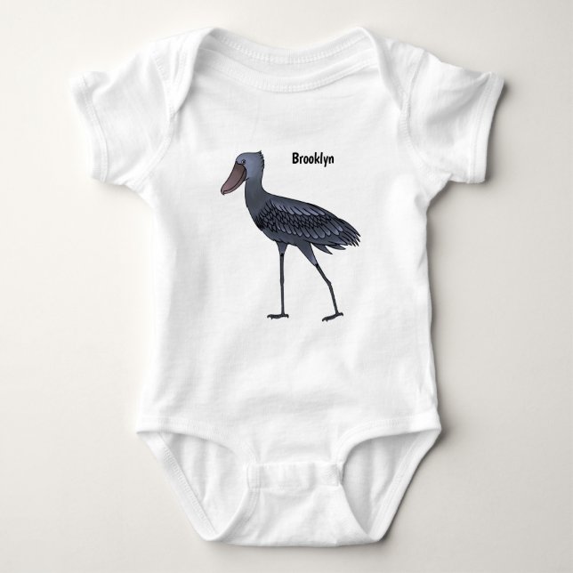 Shoebill-Vogel-Cartoon Baby Strampler (Vorderseite)