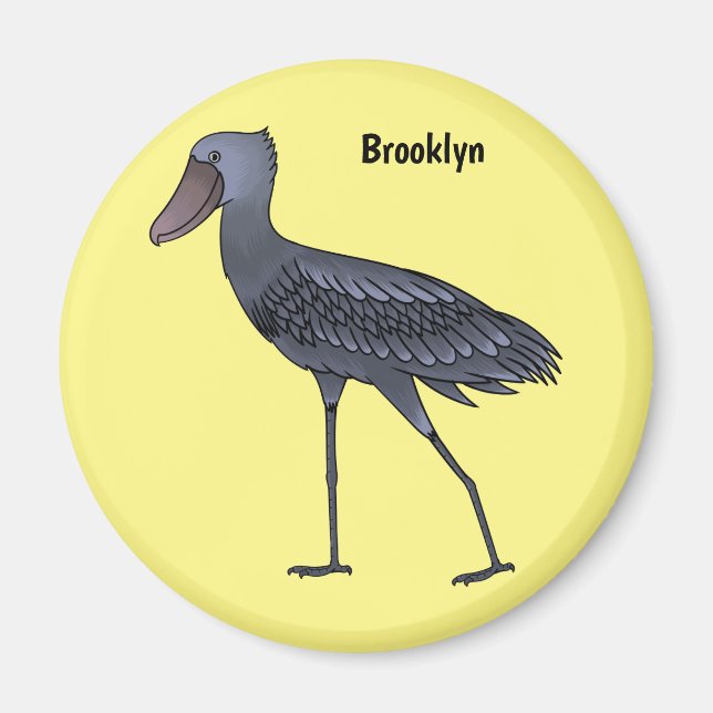Shoebill-Vogel-Cartoon Magnet (Vorne)