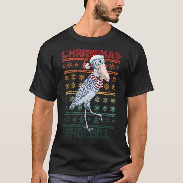 Shoebill Weihnachtsmannmütze Ugly Sweater Christma T-Shirt (Vorderseite)