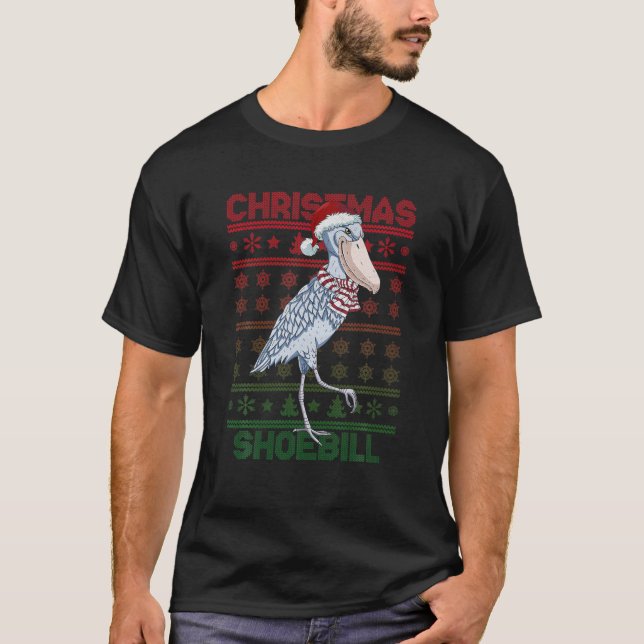 Shoebill Weihnachtsmannmütze Ugly Sweater Christma T-Shirt (Vorderseite)