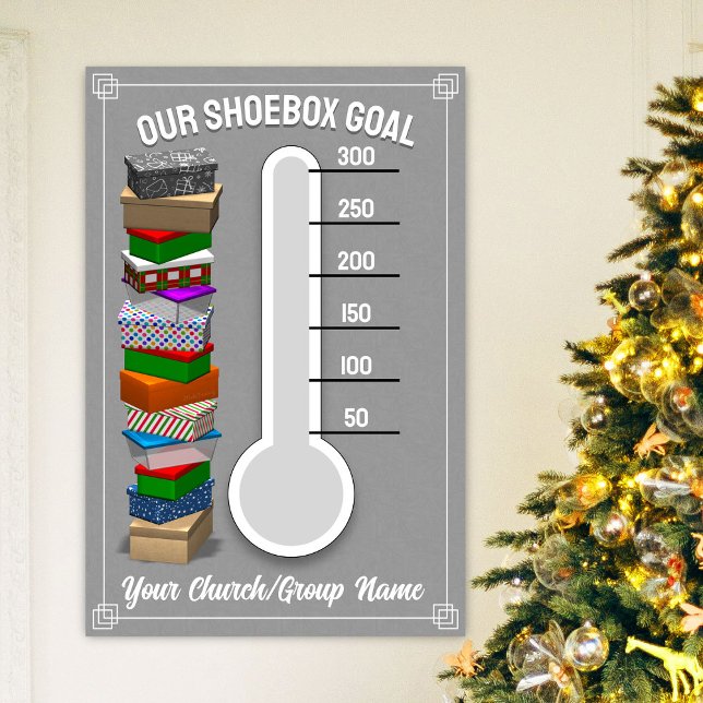 Shoebox Thermometer Poster - Grau (Personalize this poster to best fit your shoebox-collecting occasion!)