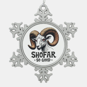 Shofar so gute jüdische Ziege Hanukkah Liebhaber Schneeflocken Zinn-Ornament