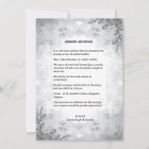 Shok Sandesh Hindu Shraddh Einladung