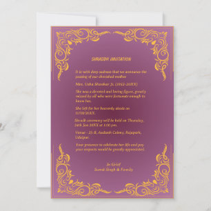 Shok Sandesh Hindu Shraddh Einladung