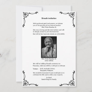 Shok Sandesh Hindu Shraddh Einladung