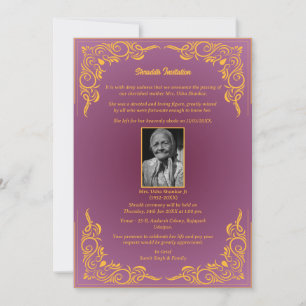 Shok Sandesh Hindu Shraddh Einladung