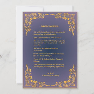 Shok Sandesh Hindu Shraddh Einladung