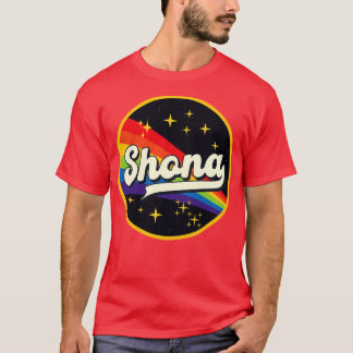 Shona Regenbogen im Vintagen Stil im Weltraum T-Shirt