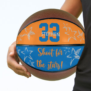 Shoot for Stars Blue Orange Gray Personalisiert Basketball