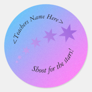 Shoot for the stars pink lila und blau! runder aufkleber