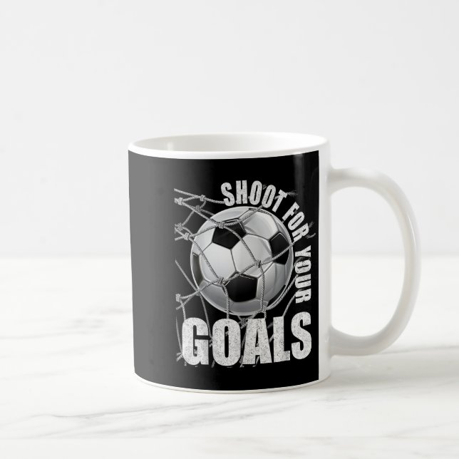 Shoot For Your Goals Kids Soccer Themed Motivation Kaffeetasse (Rechts)