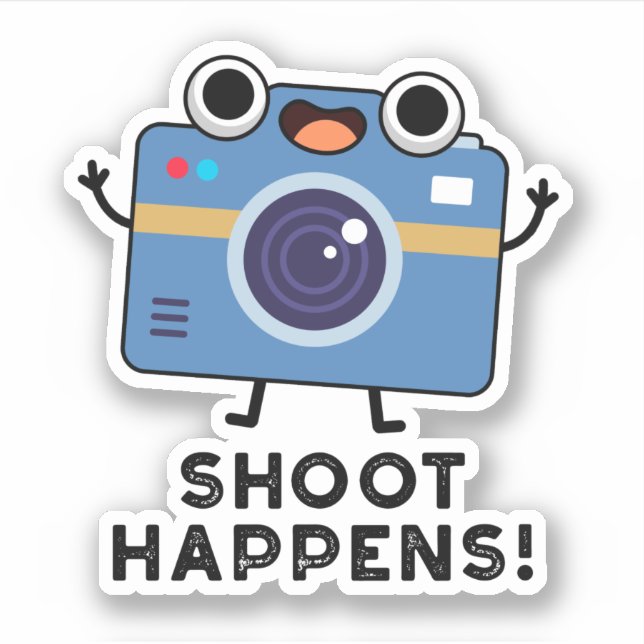 Shoot Happens Funny Camera Puff Aufkleber (Vorderseite)