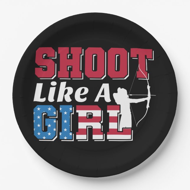 Shoot like a Girl Patriotic Archery Quote Pappteller (Vorderseite)