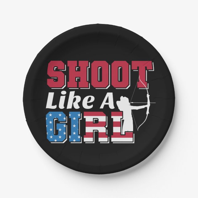 Shoot like a Girl Patriotic Archery Quote Pappteller (Vorderseite)