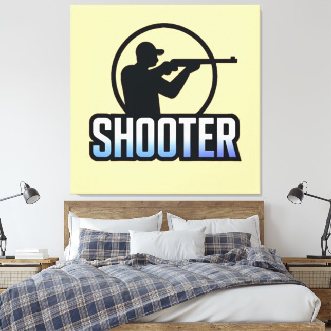 Shooter - Marksman Silhouette Premium Design Leinwanddruck (Insitu (Schlafzimmer))