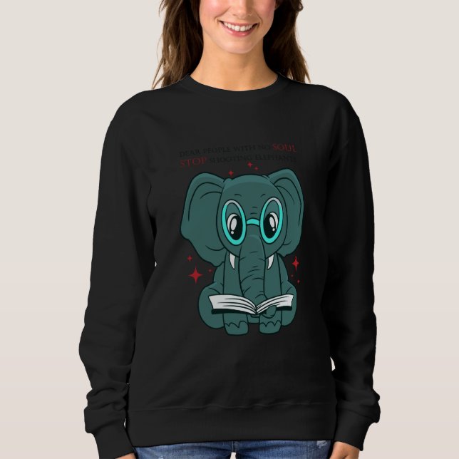 shooting elephants stop cute reading book sweatshirt (Vorderseite)