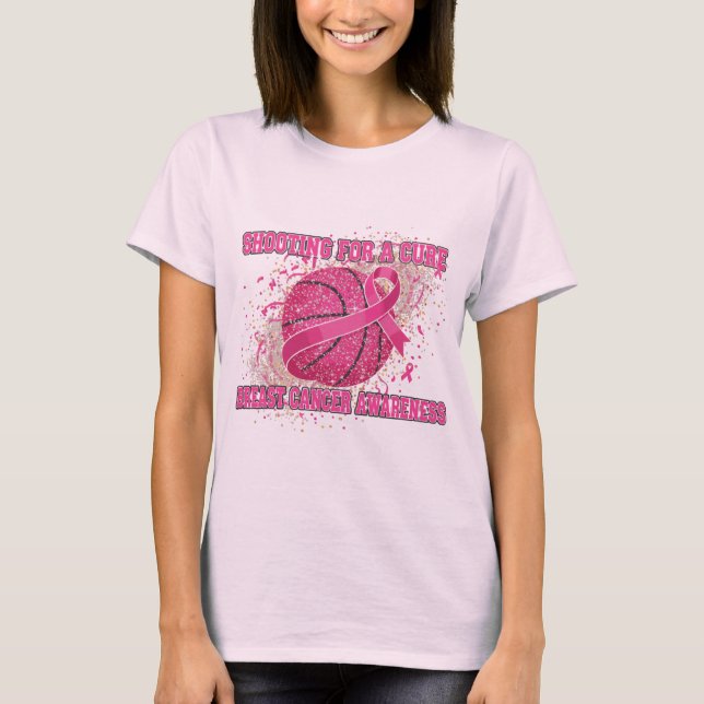 Shooting for a Cure - Sparkling Pink Basketball Br T-Shirt (Vorderseite)