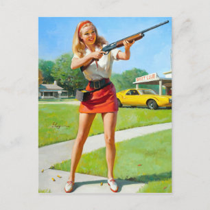 Shooting Pin Up Postkarte