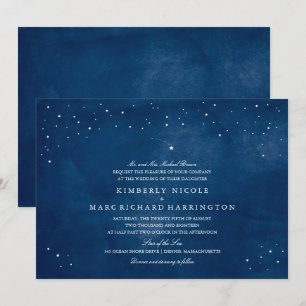 Shooting Star Navy Blue Watercolor Hochzeit Einladung