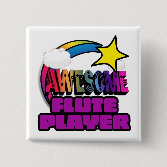 Shooting Star Rainbow Phantastisch Flute Player Button (Vorderseite)