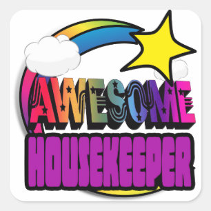 Shooting Star Regenbogen Awesome Haushälterin Quadratischer Aufkleber