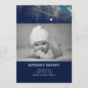 Shooting Star Starry Night Baby Foto Birth Ankündigung