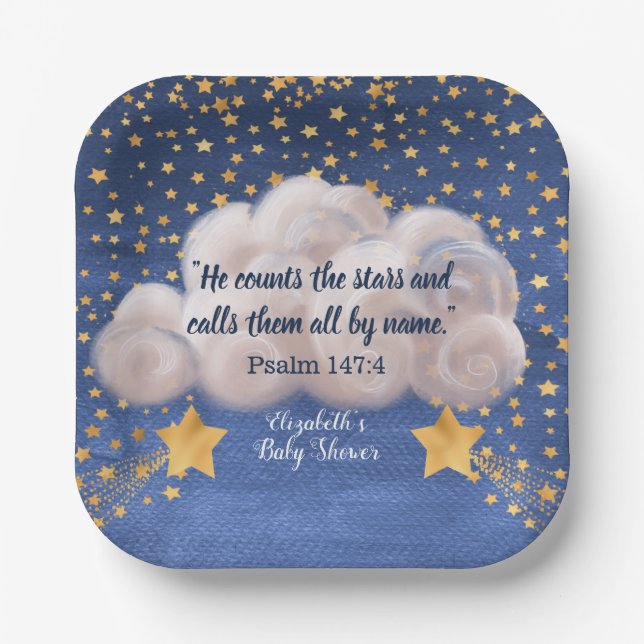 Shooting Star Twin Baby Dusche Pappteller (Vorderseite)