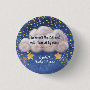 Shooting Star Twin Religious Baby Shower Button