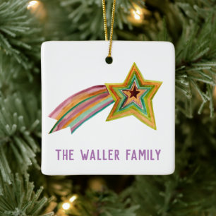 Shooting Star Watercolor CUSTOMIZE IT-Familie Keramikornament