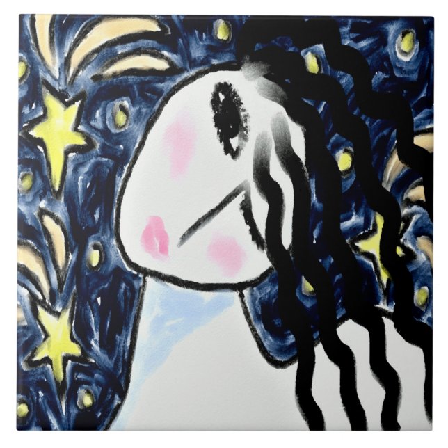 Shooting Stars Abstrakte digitale Malerei Fliese (Vorderseite)