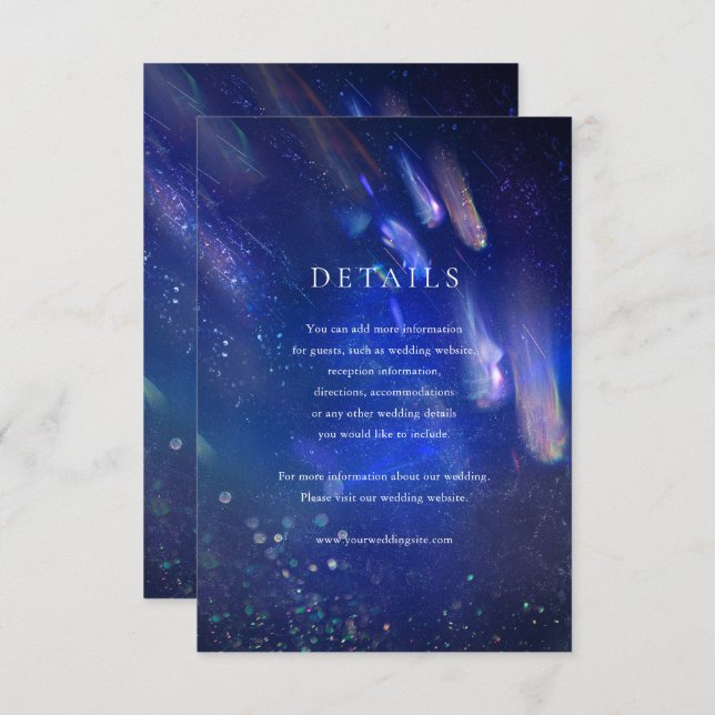 Shooting Stars Galaxy Wedding Details Card RSVP Karte (Vorne/Hinten)